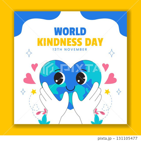 Social Media Design with World Kindness Day Flat Cartoon Hand-Drawn Background Illustration 131105477