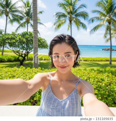 南国リゾートのアジア人女性の自撮り写真 南国リゾートのアジア人女性の自撮り写真 131105635