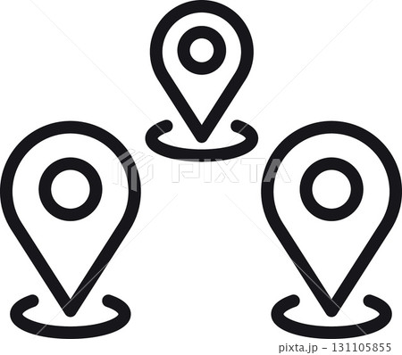 location, map, address icon. Icons of location markers for navigation and mapping purposes. in thin line style 131105855