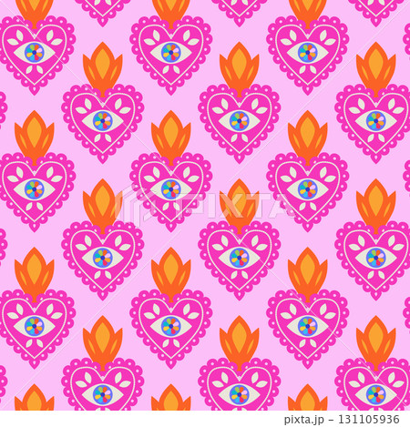 Ornamental Pink Sacred Heart Pattern 131105936