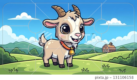 Adorable Baby Goat Puzzle, Farmland Scene 131106158