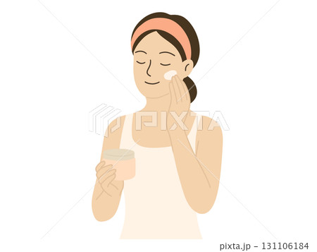 スキンケアをする女性のイラスト 131106184