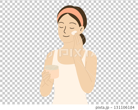 スキンケアをする女性のイラスト 131106184