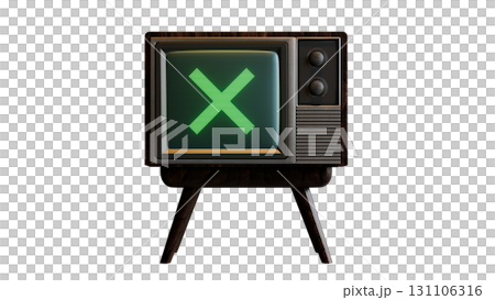 A cross mark on a retro TV monitor 131106316