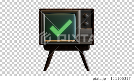 A check mark on a retro TV monitor A check mark on a retro TV monitor 131106317