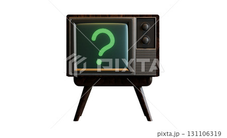 レトロなテレビのモニターに映るクエスチョンマーク レトロなテレビのモニターに映るクエスチョンマーク 131106319