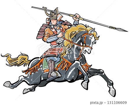 槍を振るう騎馬武者のイラスト素材 [131106609] - PIXTA