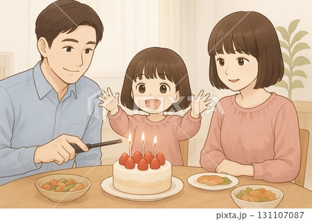 娘の誕生を祝う夫婦 娘の誕生を祝う夫婦 131107087