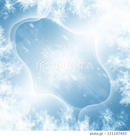 Frozen Winter Texture with Light Blue Gradient and Snowflake Border 131107485