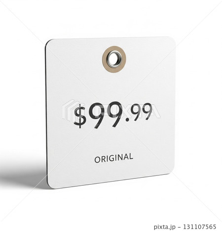 Square Price Tag Displaying Ninety Nine Ninety Nine on White 131107565