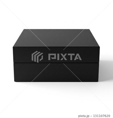 Matte Black Square Box with Lid on White Background Simple Minimalist Presentation Matte Black Square Box with Lid on White Background Simple Minimalist Presentation 131107620