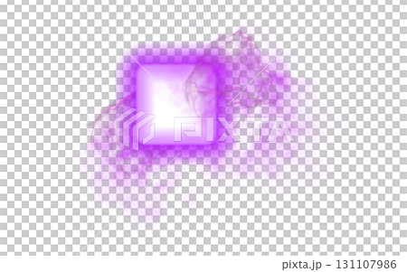 Glowing light violet neon square with smoke and electric sparks on transparent background template for UI or game mockup Glowing light violet neon square with smoke and electric sparks on transparent background template for UI or game mockup 131107986