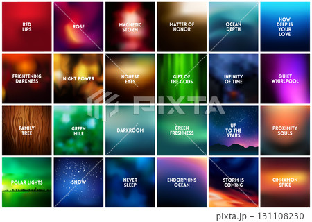 BIG set of 24 square blurred nature dark backgrounds. With various quotes. Sunset and sunrise sea sky blurred blue background 131108230
