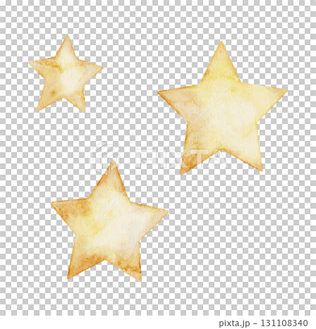 Watercolor Set of Simple Golden five pointed Star. Hand drawn Illustration fireworks. Festive decor, party and celebration symbol, Yellow Christmas tree top decoration isolated on background Watercolor Set of Simple Golden five pointed Star. Hand drawn Illustration fireworks. Festive decor, party and celebration symbol, Yellow Christmas tree top decoration isolated on background 131108340