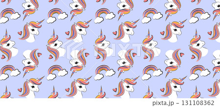 Cartoon Illustration Of Cute Unicorn Textile Print For Girls Cartoon Illustration Of Cute Unicorn Textile Print For Girls 131108362