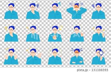 企業で働くビジネスマンの表情や感情イラストセット 企業で働くビジネスマンの表情や感情イラストセット 131108393