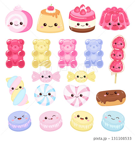 Cute pastel colored sweet cake and candy clipart element Cute pastel colored sweet cake and candy clipart element 131108533