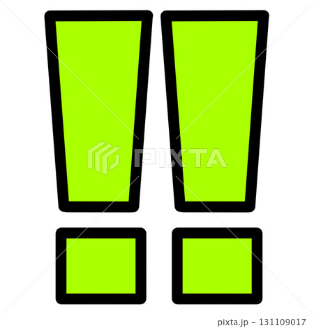 視認性の高い黄緑色の感嘆符マークイラスト背景透過 131109017