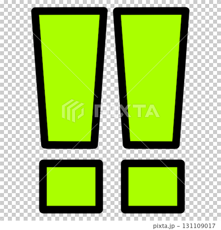 視認性の高い黄緑色の感嘆符マークイラスト背景透過 131109017