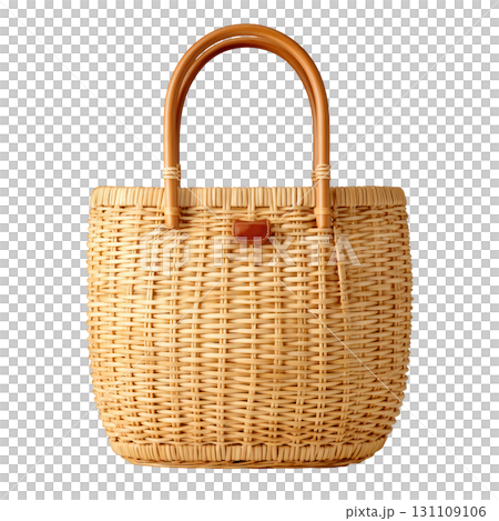 Elegant Woven Basket Bag with Wooden Handles for Shopping and Daily Use in Stylish Natural Design 131109106