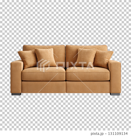 Cozy and Stylish Brown Sofa with Soft Cushions and Modern Design for Living Room or Lounge Area Cozy and Stylish Brown Sofa with Soft Cushions and Modern Design for Living Room or Lounge Area 131109134