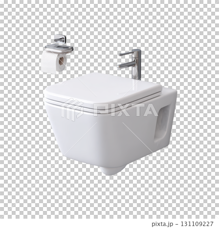 Modern Toilet Design with Elegant White Finish and Stylish Paper Holder for Contemporary Bathrooms 131109227