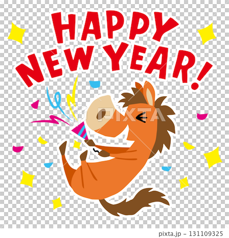 手描きのゆるい午年キャラクター(年賀、干支、Happy New Year) 手描きのゆるい午年キャラクター(年賀、干支、Happy New Year) 131109325