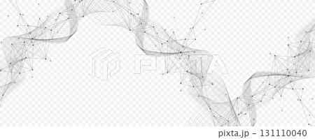 Abstract tech network connection dots. Digital technology and big data analysis background. White background with plexus lines. Geometric background with abstract mesh 131110040