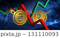 bullish indian rupee vs bearish ukrainian hryvnia currency. foreign exchange market 3d illustration of inr to uah 131110093