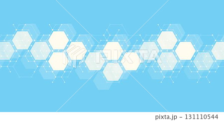 Health care abstract background with hexagons, lines and dots. Medical innovation banner template concept. Biology and pharmaceutical technology background, illustration. Health care abstract background with hexagons, lines and dots. Medical innovation banner template concept. Biology and pharmaceutical technology background, illustration. 131110544