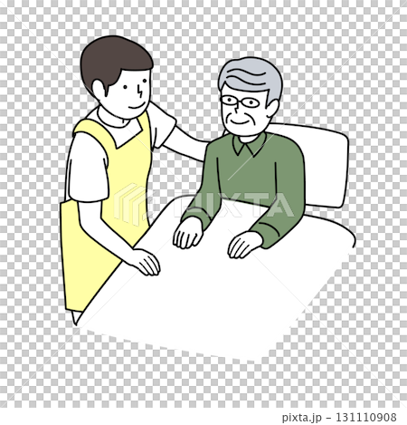 護理人員協助老年人起床和睡覺 131110908