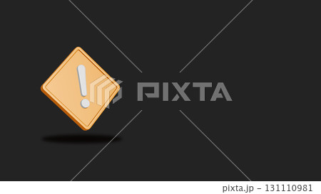 黄色い菱形の注意マークの背景。黒いシンプルな壁紙イラスト 131110981