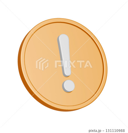 シンプルな黄色い丸の注意マークの3DCGアイコン シンプルな黄色い丸の注意マークの3DCGアイコン 131110988