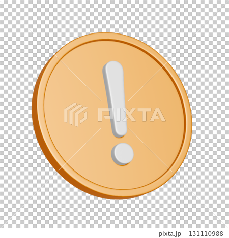 シンプルな黄色い丸の注意マークの3DCGアイコン シンプルな黄色い丸の注意マークの3DCGアイコン 131110988