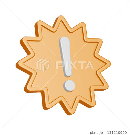 シンプルな黄色いトゲトゲの注意マークの3DCGアイコン 131110990