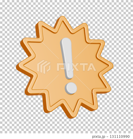 シンプルな黄色いトゲトゲの注意マークの3DCGアイコン 131110990