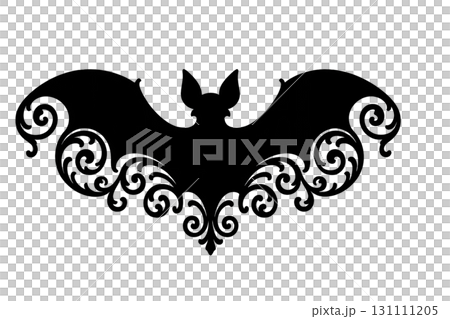 Halloween bat silhouette with gothic design elements, isolated on transparent background Halloween bat silhouette with gothic design elements, isolated on transparent background 131111205