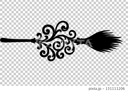 Decorative ornate black divider design on transparent background 131111206