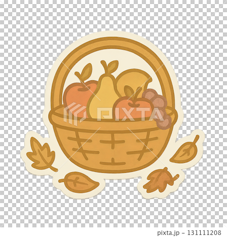 Basket of autumn fruits with leaves isolated on transparent png Basket of autumn fruits with leaves isolated on transparent png 131111208