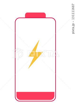 Battery Icon with Lightning Bolt and Red Outline Battery Icon with Lightning Bolt and Red Outline 131111687