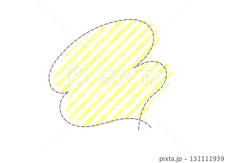 点線で作ったボーダー柄のかわいい吹き出し　黄色 131111939