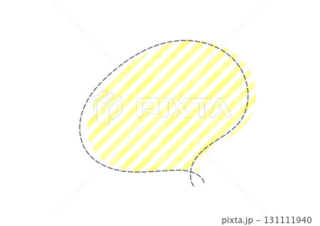 点線で作ったボーダー柄のかわいい吹き出し　黄色 131111940