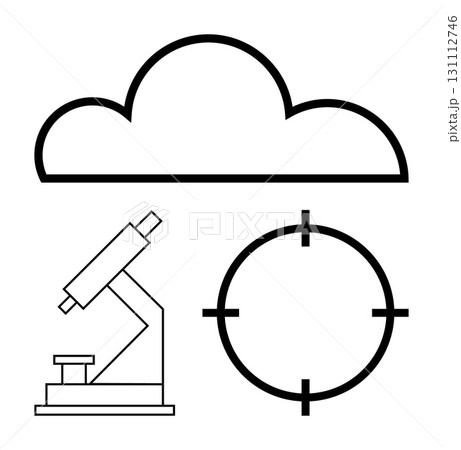 Cloud outline, microscope, target representing cloud computing, scientific research, precise targeting, data analysis, education, and technology. Ideal for tech presentations scientific research Cloud outline, microscope, target representing cloud computing, scientific research, precise targeting, data analysis, education, and technology. Ideal for tech presentations scientific research 131112746
