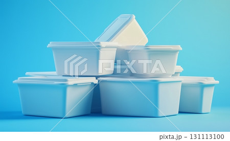 White plastic food container microplastic...のイラスト素材 [131113100] - PIXTA