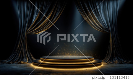 Elegant Black Velvet Curtain Backdrop for Empty Stage Presentation 131113413