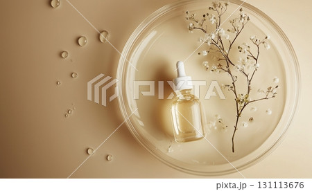 Natural Shea butter on glass liquid bottle for skincare ingredient or cooking Natural Shea butter on glass liquid bottle for skincare ingredient or cooking 131113676