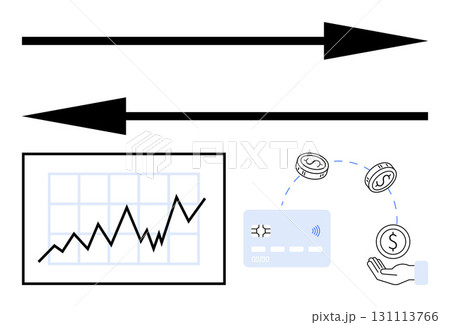 Financial growth chart with rising line graph, two directional arrows, mobile payment card, and money transaction icons. Ideal for finance, investment, banking, fintech, business growth mobile Financial growth chart with rising line graph, two directional arrows, mobile payment card, and money transaction icons. Ideal for finance, investment, banking, fintech, business growth mobile 131113766