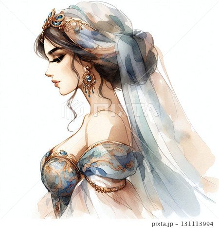 アラジンと魔法のランプ, 千夜一夜物語の水彩画風イラスト 131113994