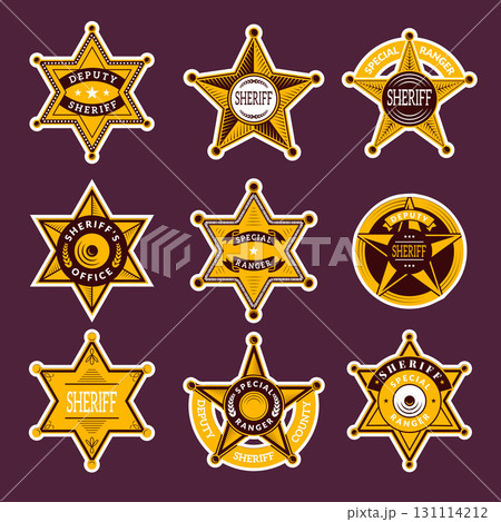 Sheriff badges. design collection of different stars for police badges 131114212