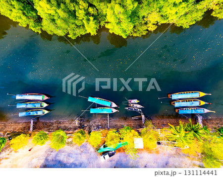 Top view mangrove forest with harbor in countryside 131114441